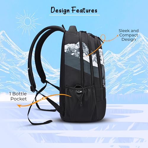 Image of Gear New Alpine 19 inch /36L Large Water Resistant School Bag | Casual Backpack | Daypack | Travel Backpack | Kids Bag for Boys /Girls (Black - Black)