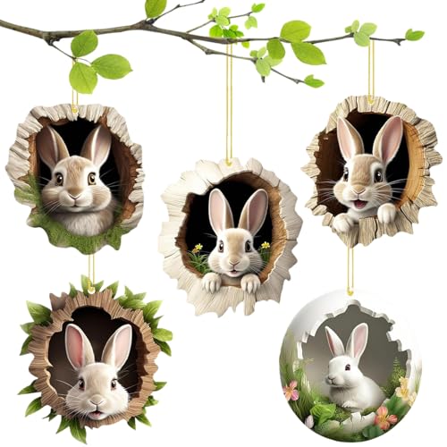 IHLOOTD 5 peças coelho decorativo páscoa, pendentes de coelho da páscoa, ornamentos suspensos de Páscoa, decoração de coelho da Páscoa para decoração de festas e presentes de Páscoa (A)