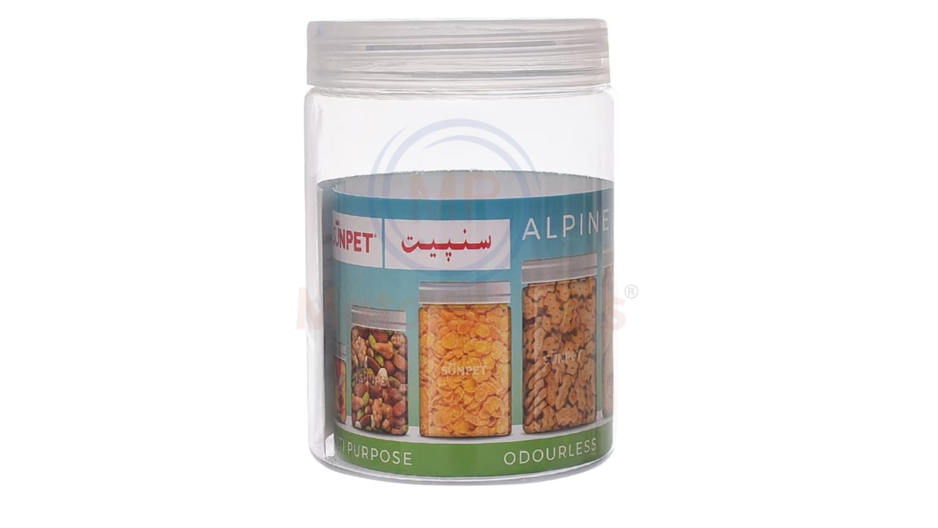 (Set of 4) Sunpet 450ml Alpine Jars with Spoon AJ0450 Plastic Storage Round Pet Jars with Airtight transparent Screw Top Lids Clear Storage Containers…