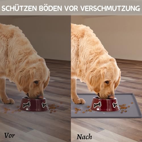 MateeyLife Napfunterlage Katzen, Napfunterlage Hund Groß, Hundenapf Kleine Hunde, Silikon Unterlage Hundenapf Grosse Hunde, rutschfeste Unterlage Katzennapf, Katzen Futternapf Matte, 45 x 30 cm
