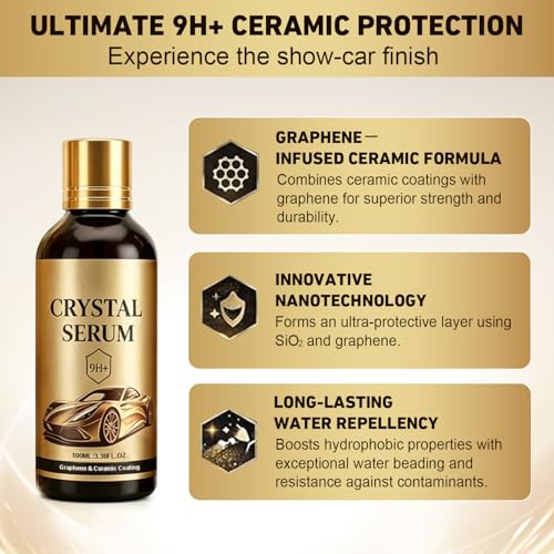 3PCS Crystal Serum for Cars – Crystal Serum Ceramic Coating, Repels Water Stains, Blocks UV Radiation, Resists Oxidation, Enhances Mirror Shine & Shields Auto Paint from Daily Outdoor Damage