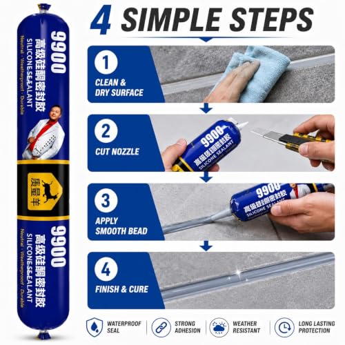 Image of Waterproof Silicone Sealant Adhesive for Roof & Leakage Repair | Weather Resistant | For Concrete, Metal, Steel, Aluminum, Tiles & Water Tank | Flexible & Paintable (6)