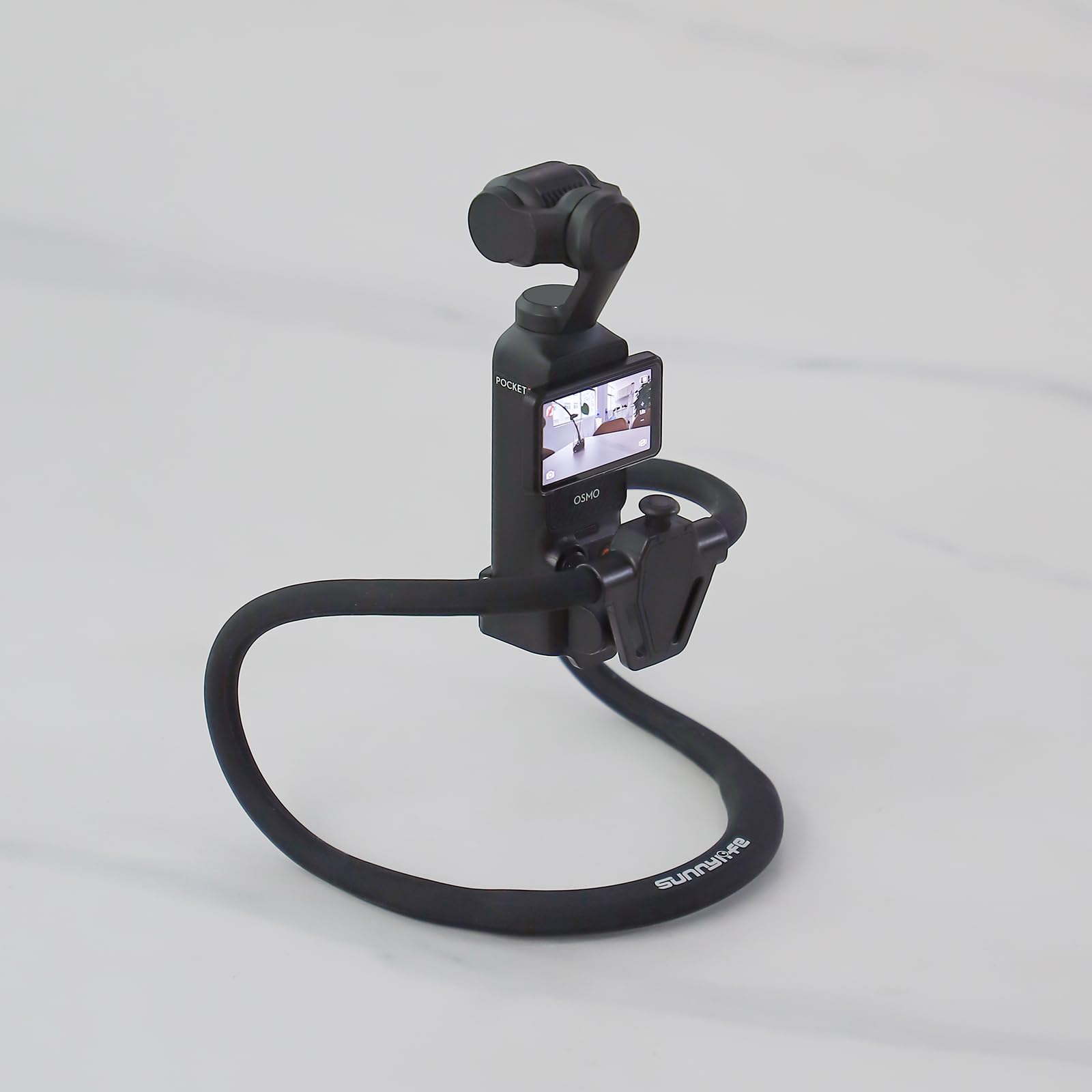 Support de Cou Réglable pour DJI Osmo Pocket 4/3 - Harnais de Poitrine POV Flexible avec Adaptateur à dégagement Rapide (Noir)