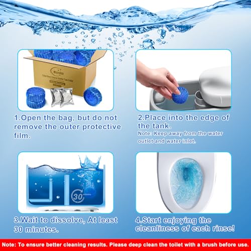 Image of Msvvko Toilet Bowl Cleaner Tablets 32 Packs-85oz, Ultra-Clean Blue Cleaners for Deodorizing & Descaling, Long-Lasting Automatic Toilet Tank Cleaners, Against Tough Stains
