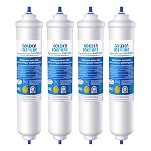 GOLDEN ICEPURE Refrigerator Water Filter Replacement for Samsung DA29-10105J, DA29-10105J HAFEX/EXP, DA99-02131B, WSF-100, EF9603, LG Inline Refrigerator, 4 Pieces.