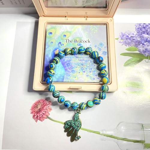 Peacock Bracelet for Women - Natural Stone Beaded Jewelry With Message Card - Inspirational Gifts for Peacock Lovers4