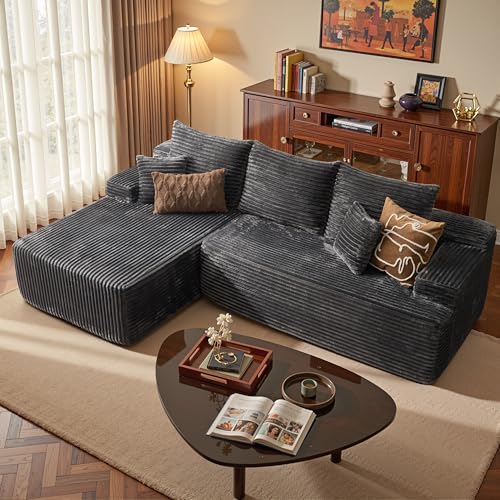 Image of HOOOWOOO Plush L Shaped Sectional Couch,97 inch Assembly Free Modern Minimalist Sofa,Boneless Corner Couch in A Box for Apartment Renting House Office(Left Chaise Gray)