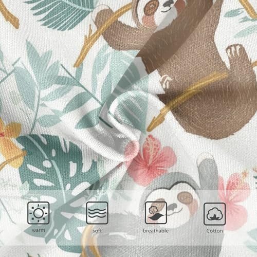 Wusikd Sloths Tree Branches Girls' Underwear Cotton Tropical Leaves Girls Briefs Soft Toddler Underwear 2T3