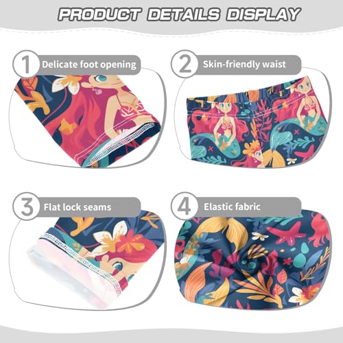 KLL Beautiful Red Haired Mermaids Little Girls Basic Leggings Soft Full Length Pants Sports3