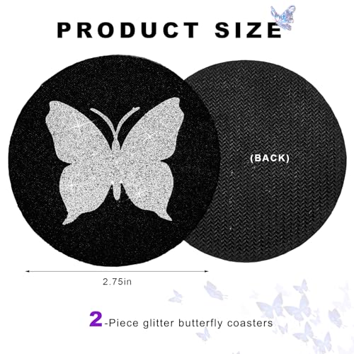 Portavasos para carro butterfly con brillo plateado 2 pcs miniatura 2