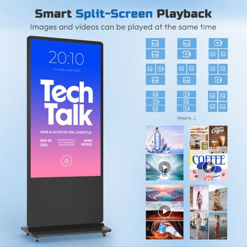 Image of HARZHI 55 Inch Digital Signage Kiosk 4K UHD Touchscreen, Floor Standing Digital Signage Display, Indoor Advertising Display Screen with Android OS, CMS Publishing System, HDMI /USB /WiFi