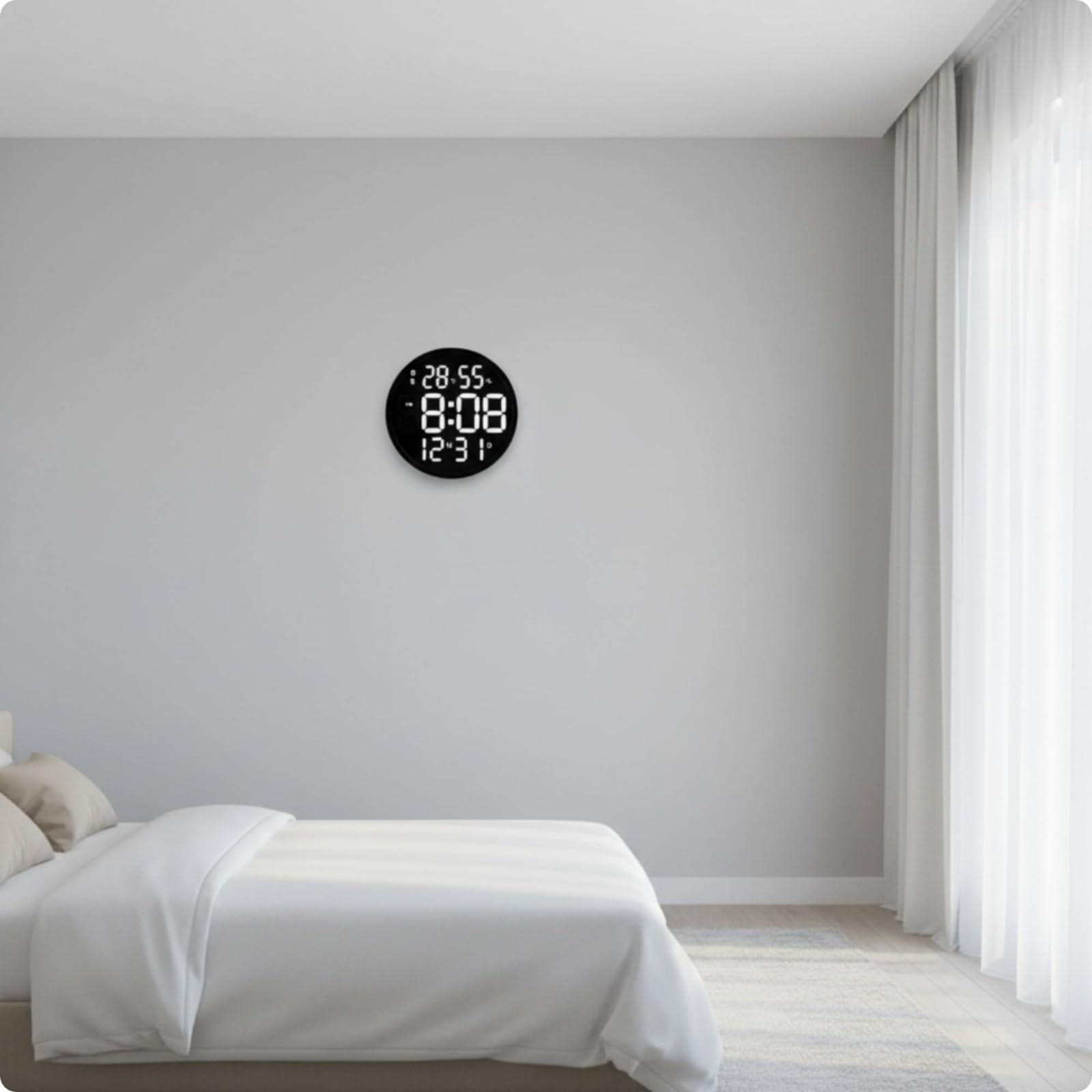 LOVIVER Orologio Elettronico Orologio da Parete Orologio Digitale Orologio LED Senza Ticchettio in Plastica E Acrilico con Schermo Segmentato Grande, Bianco, style to 2