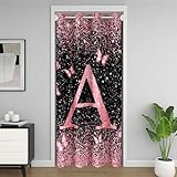 richhome Cortina de puerta de mariposa rosa para puerta, privacidad, letras individuales, cubierta de armario, cortina divisora de habitación, 106 x 203 cm, bonito animal para dormitorio, sala de
