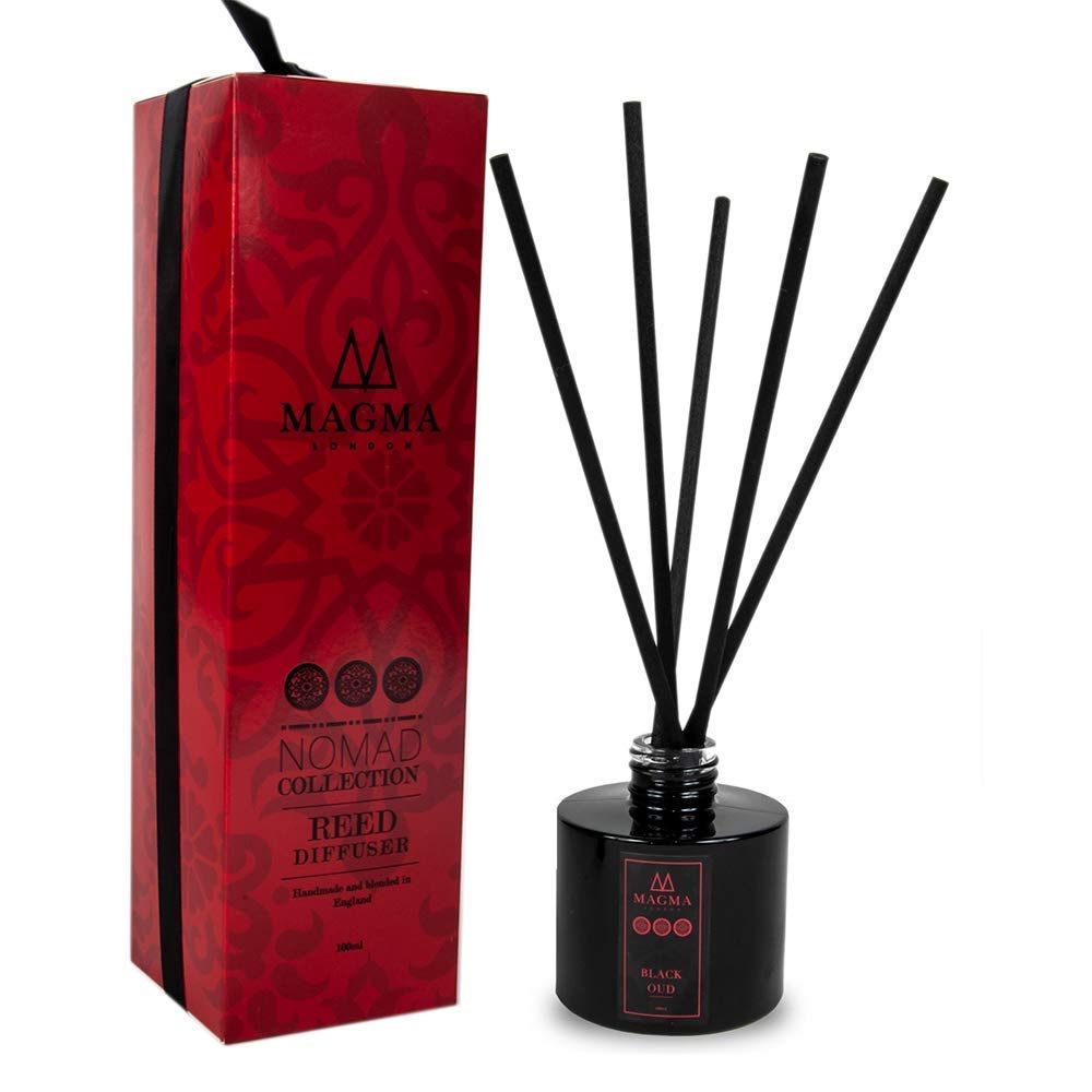 Magma London - Luxury Reed Essential Oil Scented Diffuser - 100 ml Deluxe Box Gift Set - Black Oud