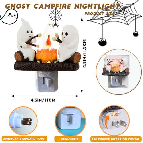 Image of Ghost Campfire Nightlight, 2024 Halloween Spooky Campfire Twinkle Night Lights Ghost Roasted Marshmallow Night Lights,Faux Campfire Night Light Plug into Wall