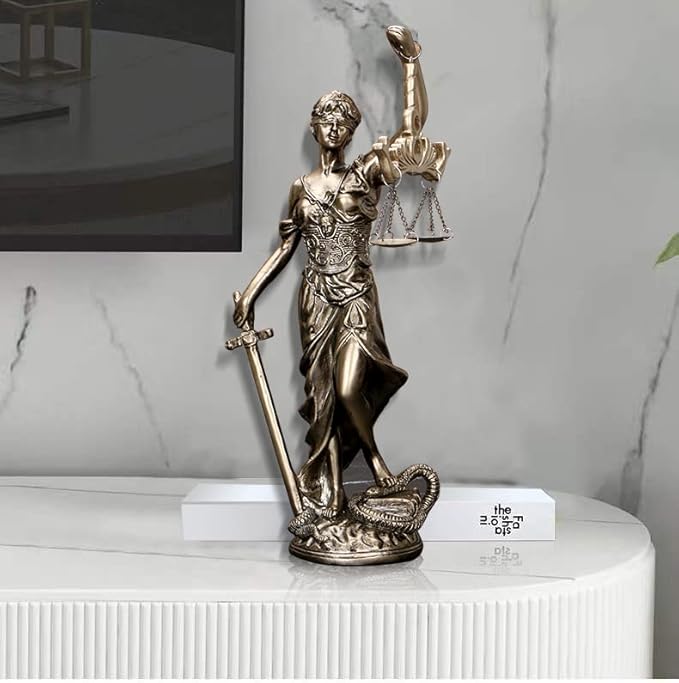 Estatua Dama de la Justicia 30.48 cm Resina Mármol Dorado Decoración miniatura 5