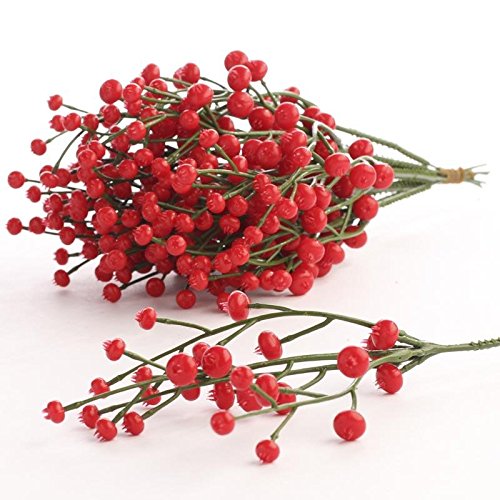 Factory Direct Craft Pack of 10 Christmas Red Berry Picks for Holiday Decorating and Home Decor - Weather Resistant Berries Indoors or Outdoors (Size: 8-1/2