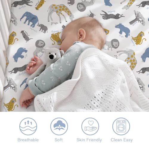 Image of Little Grape Land Crib Sheets 4 Pack for Boys and Girls, Baby Neutral Crib Fitted Sheets for Standard Crib & Toddler Mattress, Super Soft Breathable Fitted Crib Sheet Set