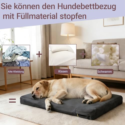 Xtrillogen Hundebett Bezug,Wasserdicht Bezüge für Hundebetten,Abnehmbarer Bezug für Hundebett Grosse Hunde,Outdoor Dog Bed Cover mit Reißverschluss,geeignet Hundematte Hundematratze (Schwarz, L)