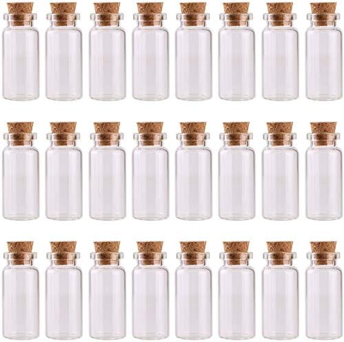 MaxMau 24PCS 10ml Glass Bottles Mini Vials with Cork Stoppers for...