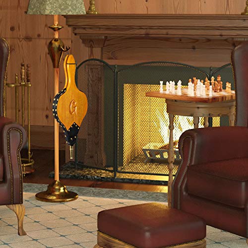 Tj.moree Fireplace Bellows 19"X 8" Custom Large Wood Fire Blower With Hanging Strap, Long Handle, Metal Nozzle, Great Tool For Fireplace, Fire Pit, Wood Stove, Bbq, Outdoor Camping - Initial G #TOP5