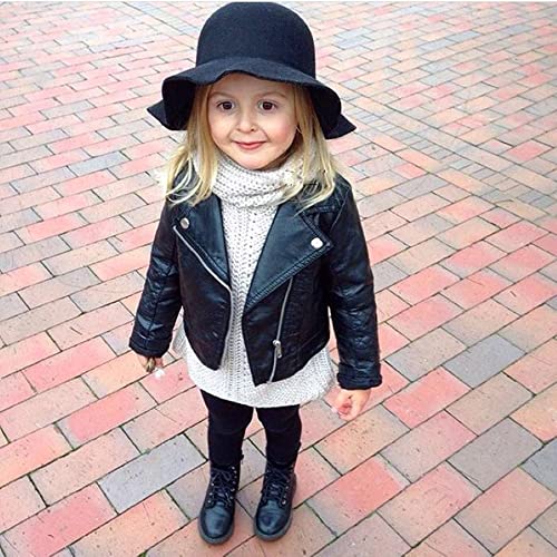 XFGLCK Toddler Kids Girls Jacket Coats Zipper Faux Leather Outerwear Winter Clothes3
