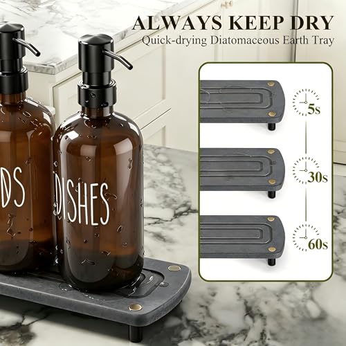 Image of Cisily Amber Kitchen Soap Dispenser Set with Ceramics Sponge Holder