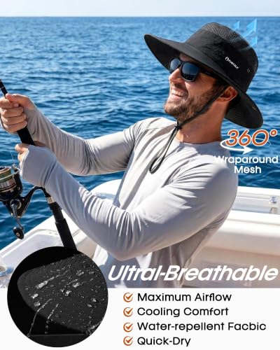 Image of FURTALK Sun Hats for Men Women UPF Sun Protection Breathable Wide Brim | Nylon UV Protection, Breathable Adjustable, 2-in-1 Wide Brim, Packable Water-Resistant, Fishing Hiking Summer