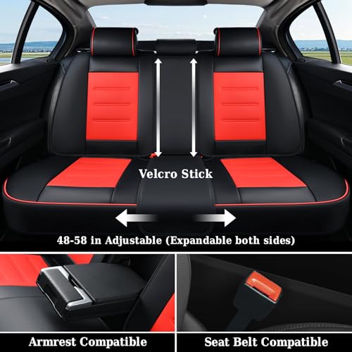 Image of Coverado Car Seat Covers Full Set, Seat Covers for Cars, Front Seat Covers and Back Seat Cover Waterproof Leather Automotive Seat Cover, Universal Car Interior Protectors Cushion for Most Cars