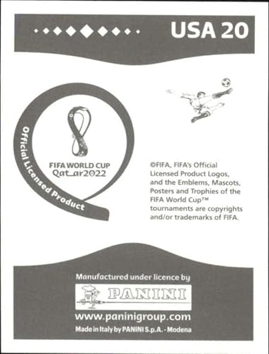 Miniatura 2 de 2022 Panini World Cup Qatar Sticker #USA20 Timothy Weah Group B USA Mini Sticker Trading Card