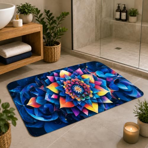 Image of BENAVJI Printed Bath Mat Combo Pack of 3 (14 x 23 Inch) | Super Soft Quick Dry Bathroom Floor Mat | Anti-Slip Water Absorbent Rug for Bathroom, Kitchen, Bedroom & Entrance | Multicolor