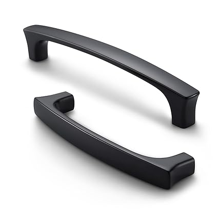 HAILINDA 6-Pack Black Zinc Alloy Kitchen Cabinet Handle 3.8inches/96mm CTC Length, Kitchen/Bedroom/Bathroom Cupboard/Dresser/Drawer/Closet (5inch(128mm), Balck)