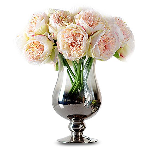 TININNA Élégant 5 Tête Artificiel Pivoine,Soie Fleurs Bouquet Accueil Mariage Décoration Table à Manger Un Hôtel Fête Mariage DIY Artisanat Faux Floraux Mariag Décoration Or