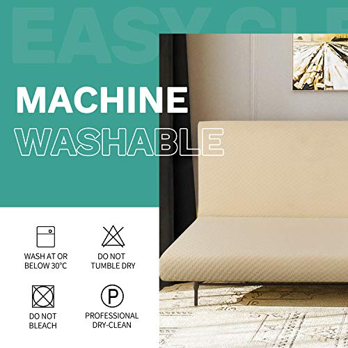 Yemyhom Futon Cover Latest Jacquard Design High Stretch Armless Sofa Bed Slipcover Anti-Slip Furniture Protector With Elastic Bottom (Futon, Beige) #TOP4