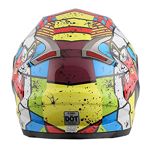 X-Pro Helmet Motorcycle Full Face Helmet! Adult Helmets, Street Bike Helmet, Dot Approved (Multicolor, Large) #TOP3