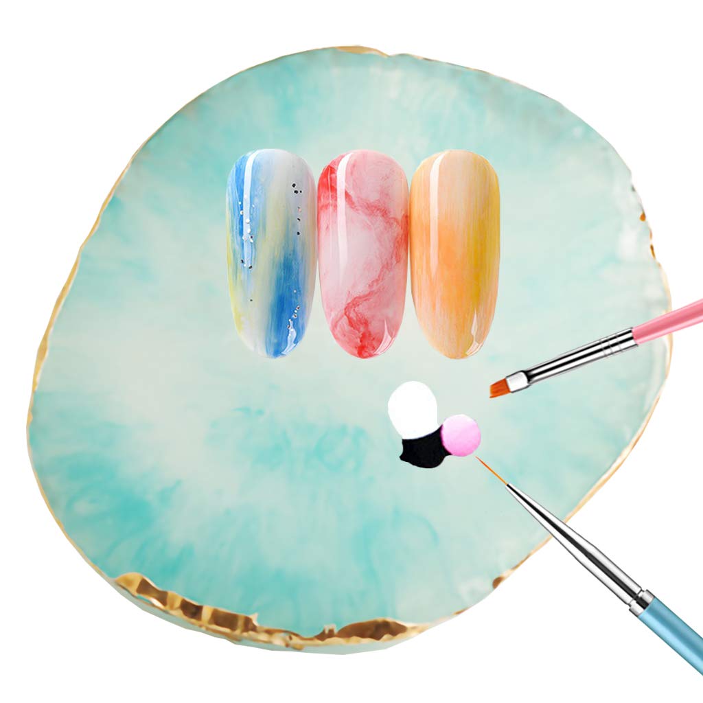 DSDecor Resin Nail Art Palette Nail Painting Makeup Palette Tray Cosmetic Nail Gel Polish Colors Mixing Pallet (Blue)