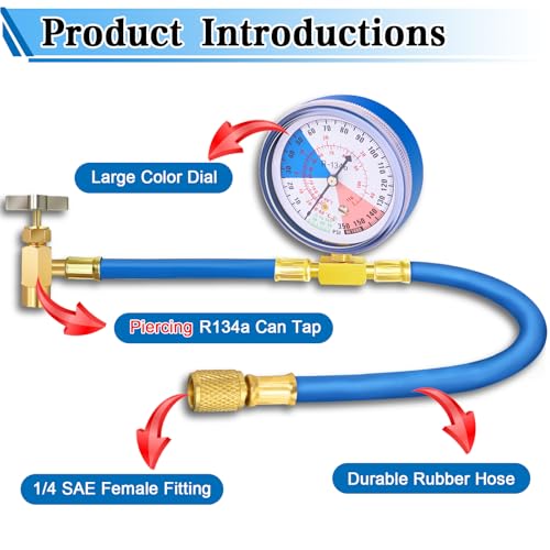 Image of Refrigerator Freon Recharge Kit, R134a Refrigerant Recharge Kit, Fridge Recharge Kit, with 1 BPV31 Bullet Piercing Tap Valve, 1 R134a Self-Sealing Adapter, for Home AC Refrigerant System