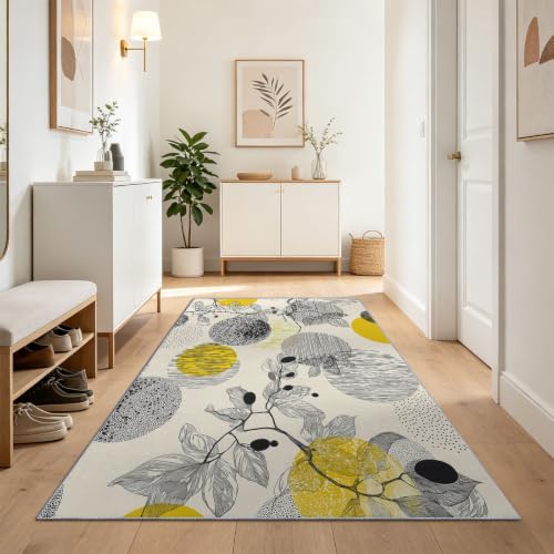 Tapis lavable en machine jaune 60x150 pour décoration entrée
