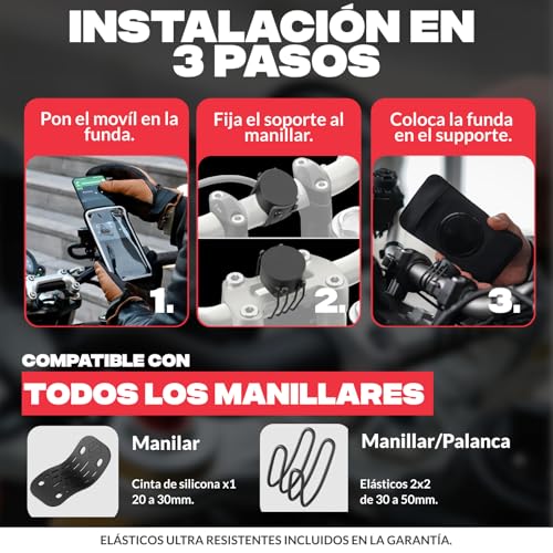 Soporte móvil moto magnético Shapeheart anti-vibración y resistente a la lluvia para manillar 4