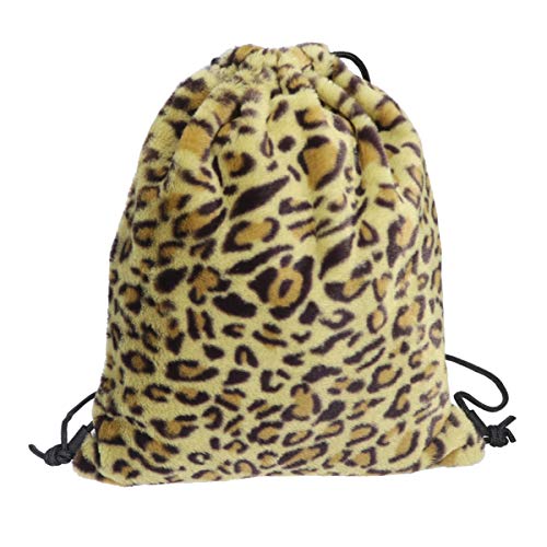 FENICAL Bolso con cordón Mochilas Estampadas con Leopardo de Felpa Bolsa de Almacenamiento