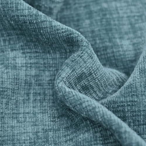 Image of CaliTime Pack of 2 Cozy Bolster Pillow Covers Cases for Couch Sofa Home Decoration Solid Dyed Soft Chenille 12 X 20 Inches Smoke Blue