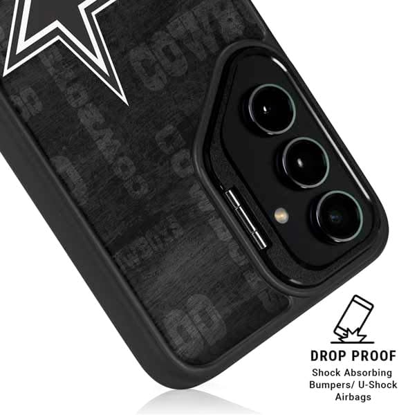 Skinit Kickstand Phone Case Compatible with Galaxy S25 Plus - Officially Licensed NFL Dallas Cowboys Black & White Design