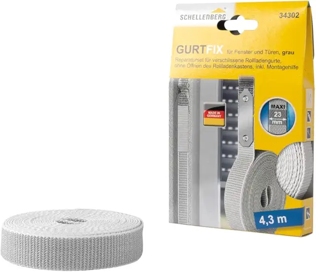 Schellenberg Rolladengurt Reparaturset MAXI 23 mm x 4,3 m - Gurtfix für einfachen Wechsel
