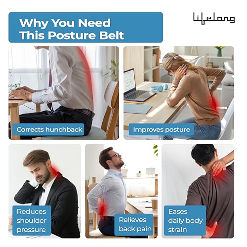 Image of Lifelong Posture Corrector Belt for Men & Women |Free Size Back Support Belt for Back Pain Relief, Shoulder & Spine Alignment |Universal Adjustable Belt for Back Straightening & Improved Posture