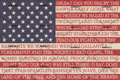 EMOHAT Plaque en métal avec drapeau américain patriotique des États-Unis avec hymne national des vétérans militaires américains du 4 juillet -...