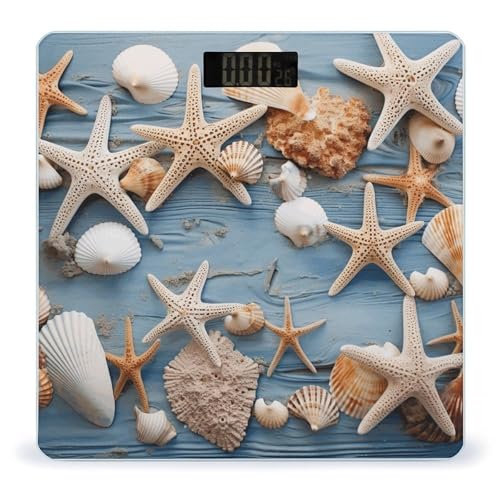 Báscula Digital de Baño con Diseño Estrella de Mar y Vidrio Templado
