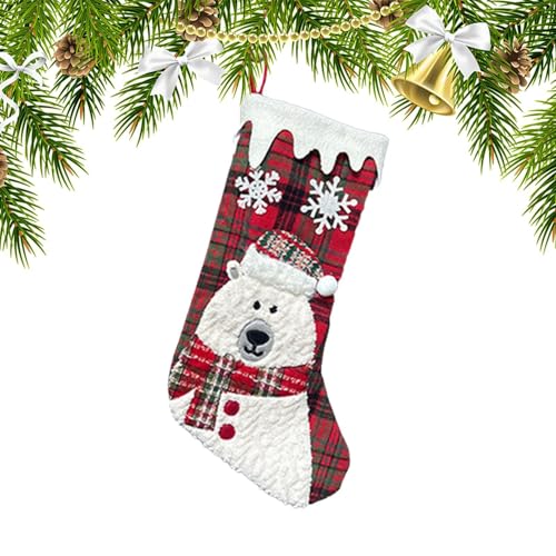 Christmas Stockings, Santa Stocking Decorations, Bear Stocking, Holiday Party Stockings, Hangable Stocking Decor, Christmas Home