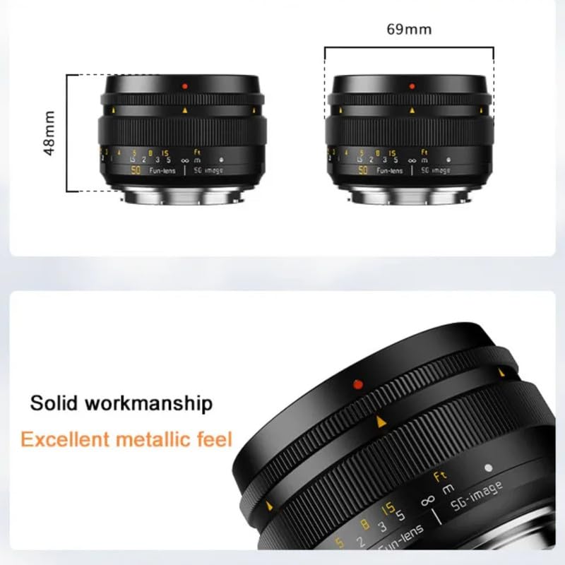 SGimage 50 mm F1.8 obiektyw portretowy MF ze zmienną przysłoną dla wyjątkowych efektów bokeh, do kamer z mocowaniem EOS-RF, lekka metalowa konstrukcja, 311 g