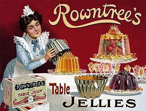 De Rowntree De mesa Jellies. Antigua, retro, vintage anuncio Dulces, gelatina, moldes, maid hacer jalea. para casa, hogar, bar, pub, cocina o café Metal/Cartel De Acero Para Pared - 9 x 6.5 cm (Imán)