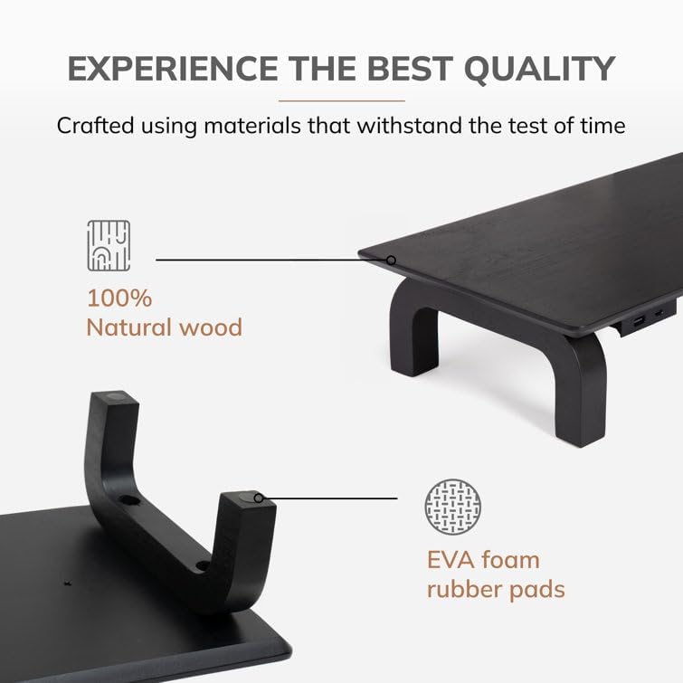 Image of Genuine Decor Solid Sheesham Wood Monitor Stand with Storage Organizer for Desk, Tables, Office, Home, Studio, Study Table | Desktop Ergonomic Monitor Stand Riser